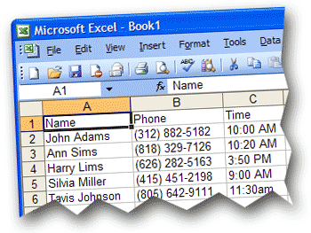 Excel call list